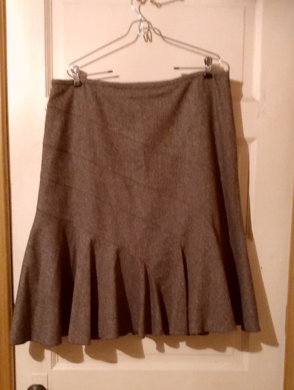 Trumpet A Line Wool Silk Lined Skirt Taupe Fall Winter Mobwife Lux